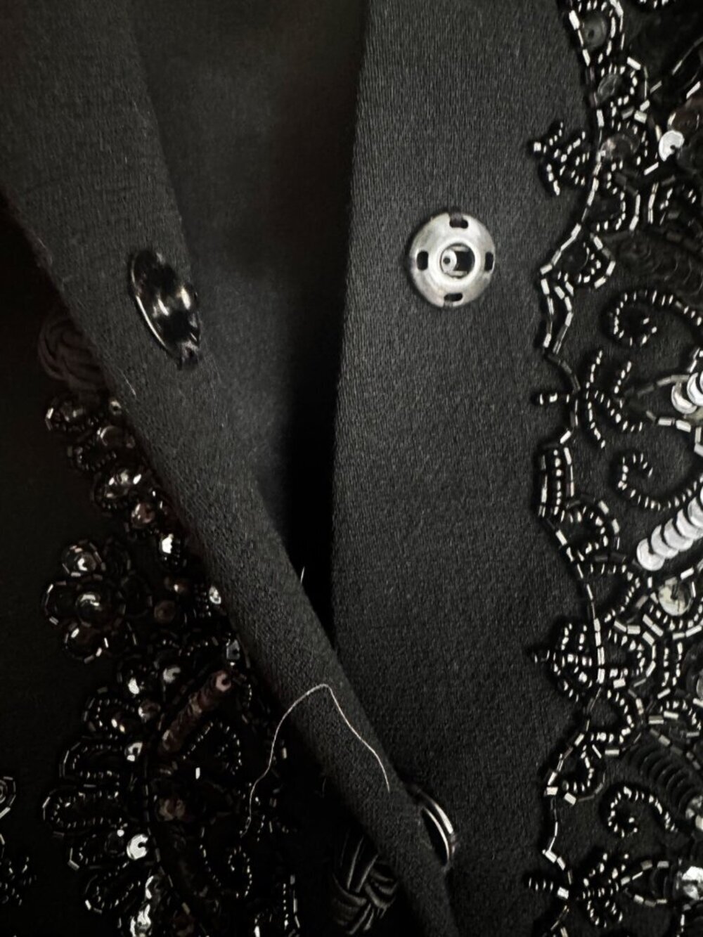 Tracy Reese Black Beaded Wool Penny Lane Coat 4 - Picture 9 of 10